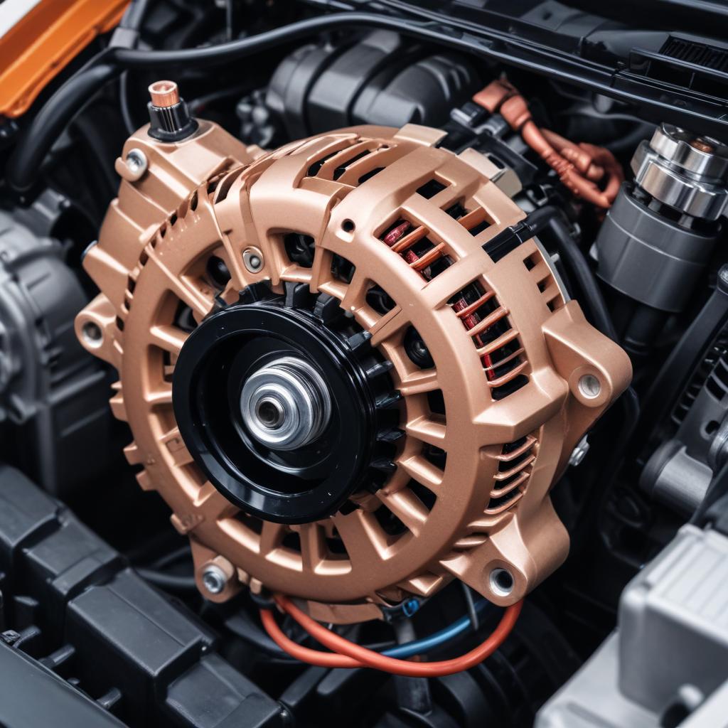 A Ford vehicle alternator and charging system components