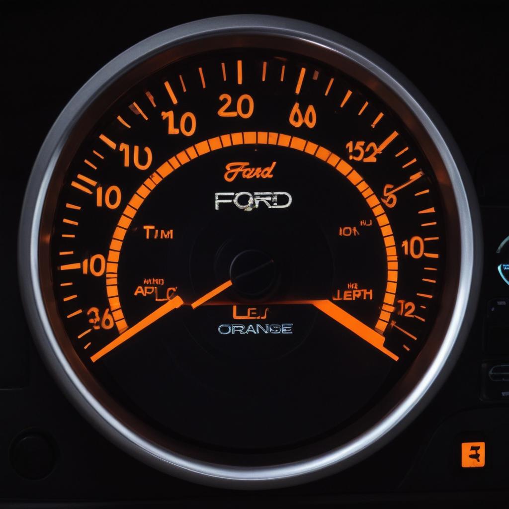 Illuminated check engine light on a Ford instrument cluster