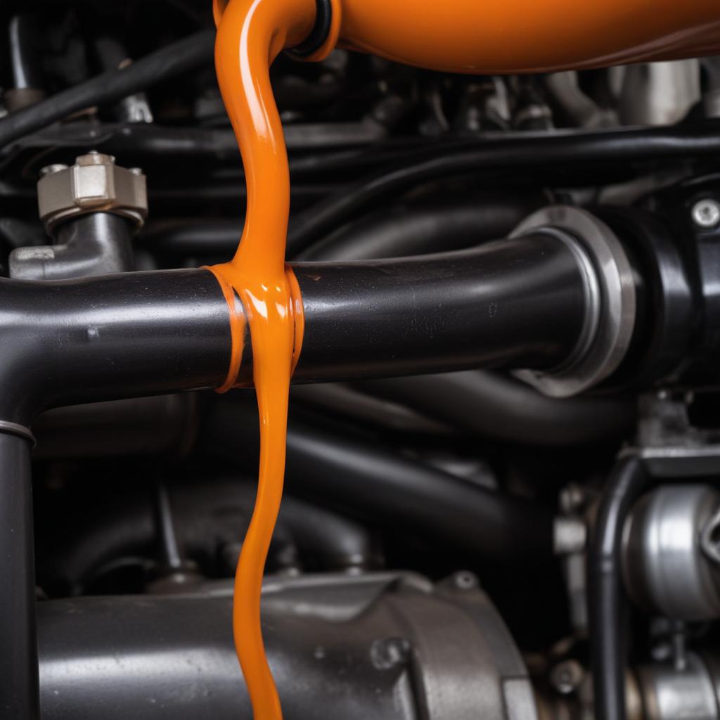 Locating an orange antifreeze leak in a Ford engine bay