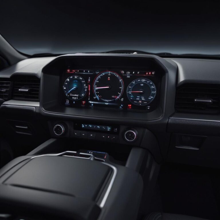 A completely blacked out Ford dashboard and infotainment screen