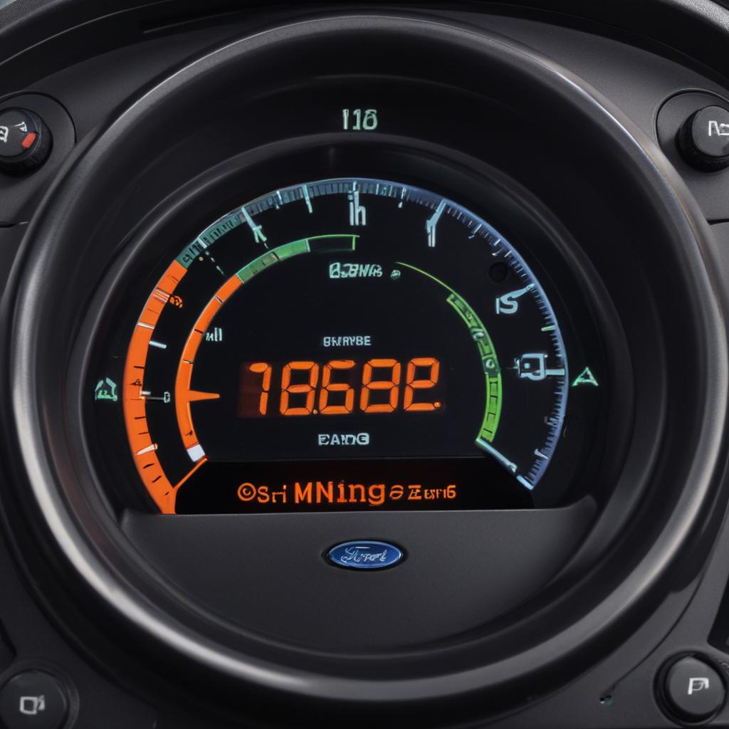 Common Ford dashboard warning symbols illuminated on the instrument cluster