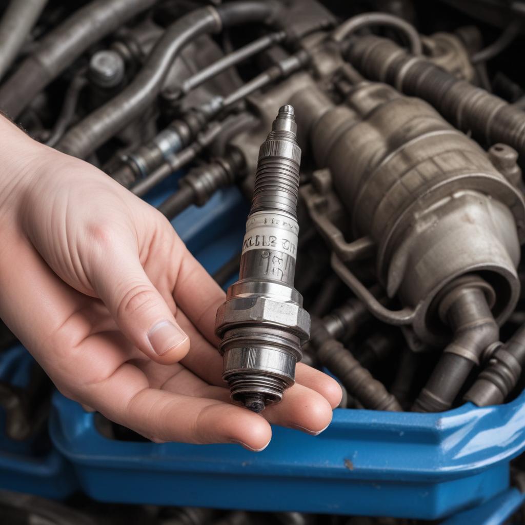 A dirty spark plug that caused a misfire in a Ford engine