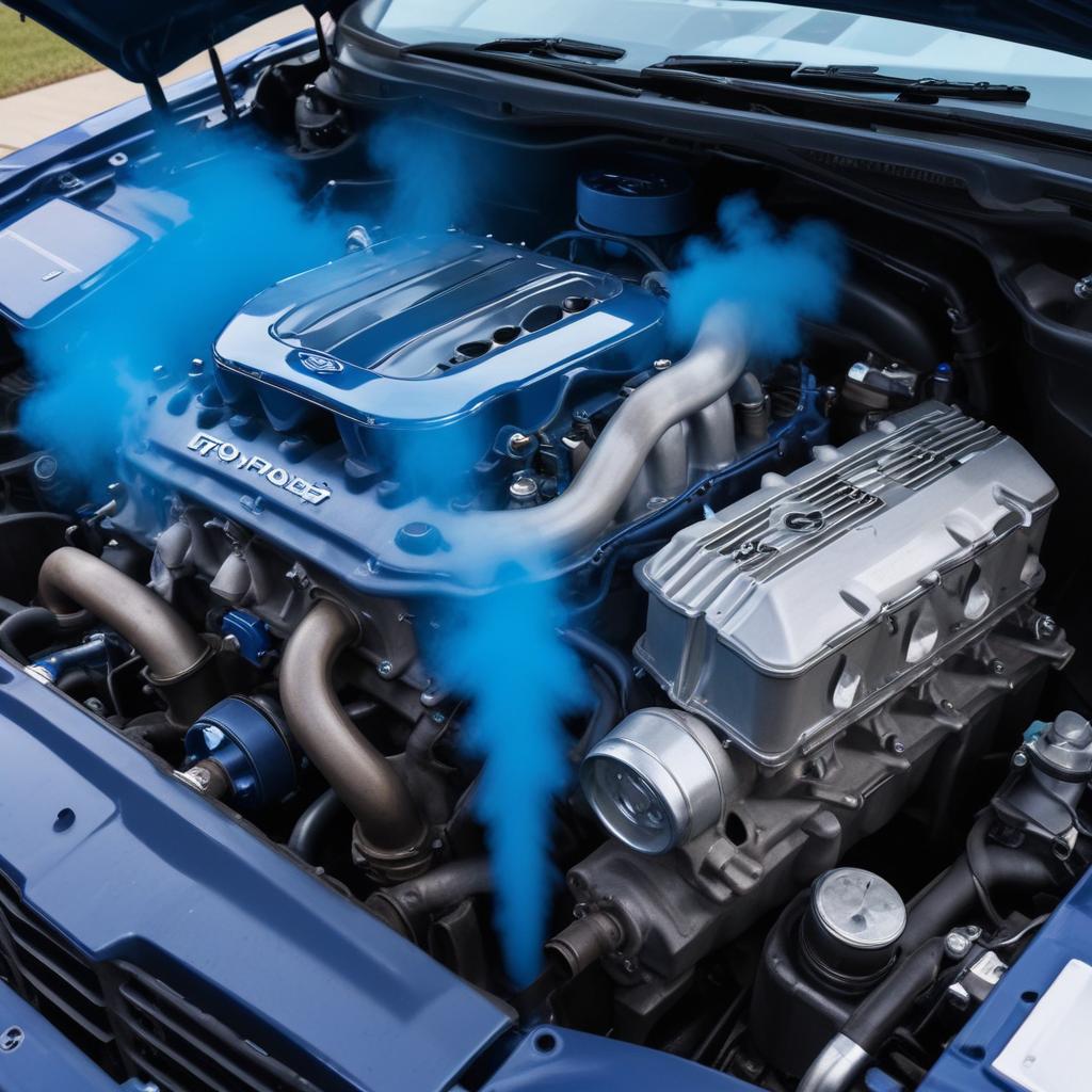 Oil burning off a hot Ford engine component