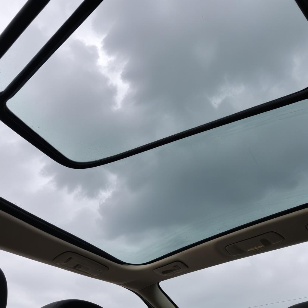 A Ford sunroof stuck in a partially open position