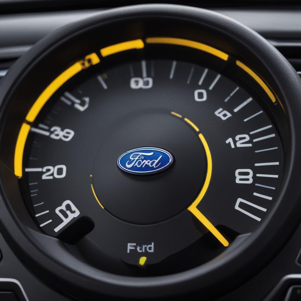 The traction control warning light activated on a Ford dashboard