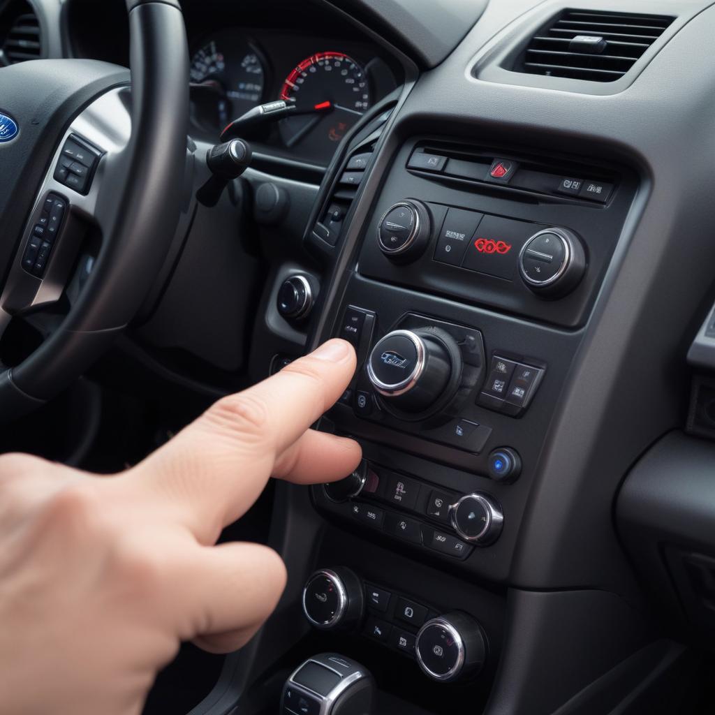 Pressing the start button on a Ford with a starting fault