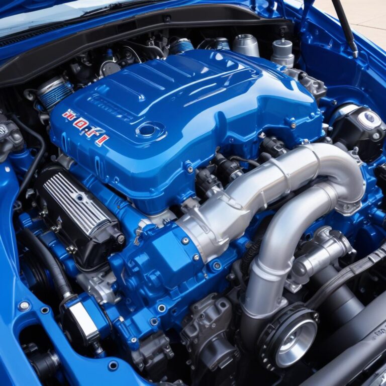 Under the hood of a Shelby F-150 showing the supercharger system
