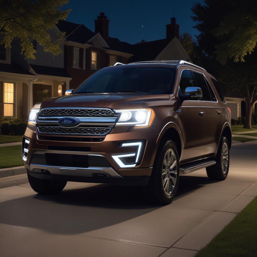 Ford vehicle security system activated with flashing lights at night