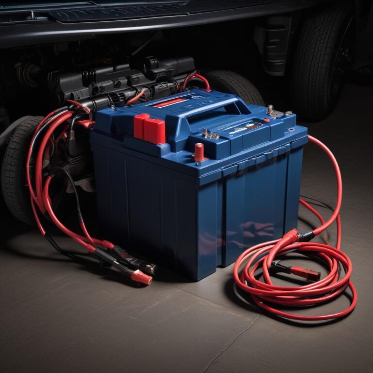 Ford battery being jumped after a sudden overnight power drain