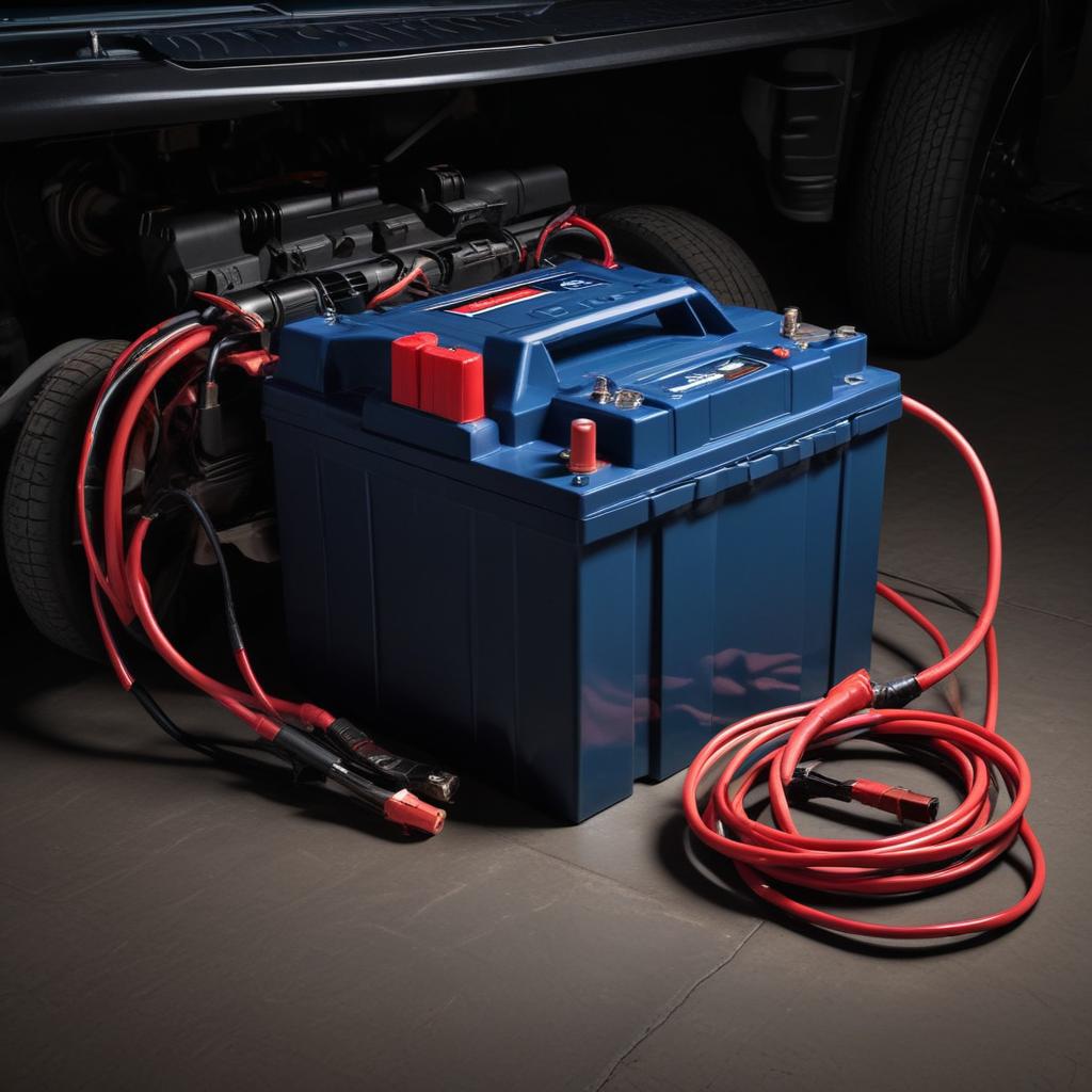Ford battery being jumped after a sudden overnight power drain